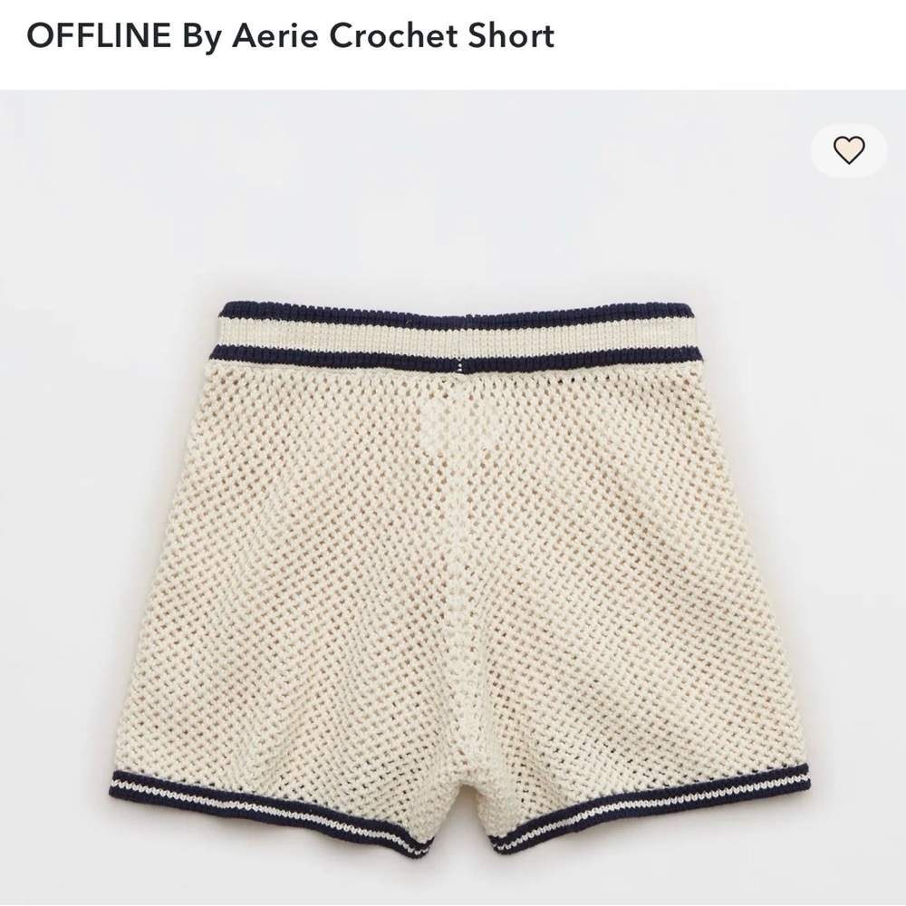 Offline by Aerie Striped Knit Crochet Hoodie and Shorts Set Cover Cream Navy S M - Picture 3 of 5